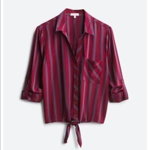 Lila Li | Cecil Tie Front Button Up Shirt | Size Small